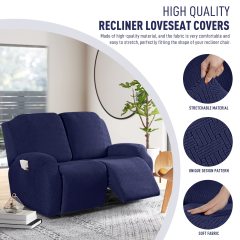 Recliner Covers, Stretch Reclining Chair Covers, Recliner Sofa Slipcovers Stripe Jacquard Recliner Couch Covers Furniture Protector Covers for Pet Kid