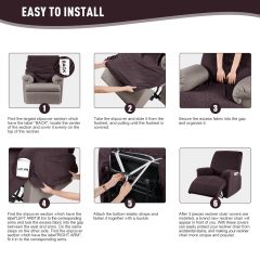 Recliner Covers, Stretch Reclining Chair Covers, Recliner Sofa Slipcovers Stripe Jacquard Recliner Couch Covers Furniture Protector Covers for Pet Kid