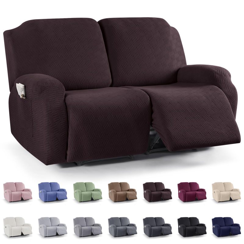 Recliner Covers, Stretch Reclining Chair Covers, Recliner Sofa Slipcovers Stripe Jacquard Recliner Couch Covers Furniture Protector Covers for Pet Kid