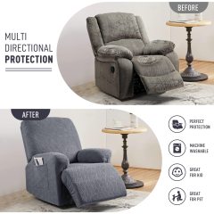 Recliner Covers, Stretch Reclining Chair Covers, Recliner Sofa Slipcovers Stripe Jacquard Recliner Couch Covers Furniture Protector Covers for Pet Kid