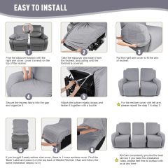 Recliner Covers, Stretch Reclining Chair Covers, Recliner Sofa Slipcovers Stripe Jacquard Recliner Couch Covers Furniture Protector Covers for Pet Kid