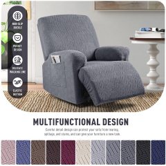 Recliner Covers, Stretch Reclining Chair Covers, Recliner Sofa Slipcovers Stripe Jacquard Recliner Couch Covers Furniture Protector Covers for Pet Kid