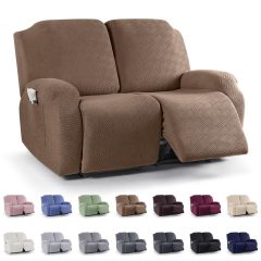改KinCam Recliner Covers, Stretch Reclining Chair Covers, Recliner Sofa Slipcovers Stripe Jacquard Recliner Couch Covers Furniture Protector Covers for Pet Kid (1 Seater, Dark Gray)