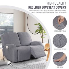 Recliner Covers, Stretch Reclining Chair Covers, Recliner Sofa Slipcovers Stripe Jacquard Recliner Couch Covers Furniture Protector Covers for Pet Kid