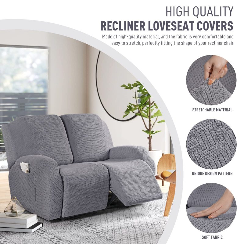 Recliner Covers, Stretch Reclining Chair Covers, Recliner Sofa Slipcovers Stripe Jacquard Recliner Couch Covers Furniture Protector Covers for Pet Kid