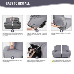 Recliner Covers, Stretch Reclining Chair Covers, Recliner Sofa Slipcovers Stripe Jacquard Recliner Couch Covers Furniture Protector Covers for Pet Kid