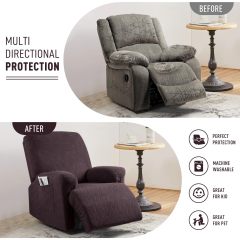 Recliner Covers, Stretch Reclining Chair Covers, Recliner Sofa Slipcovers Stripe Jacquard Recliner Couch Covers Furniture Protector Covers for Pet Kid