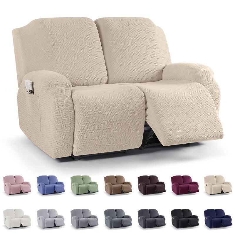 Recliner Covers, Stretch Reclining Chair Covers, Recliner Sofa Slipcovers Stripe Jacquard Recliner Couch Covers Furniture Protector Covers for Pet Kid