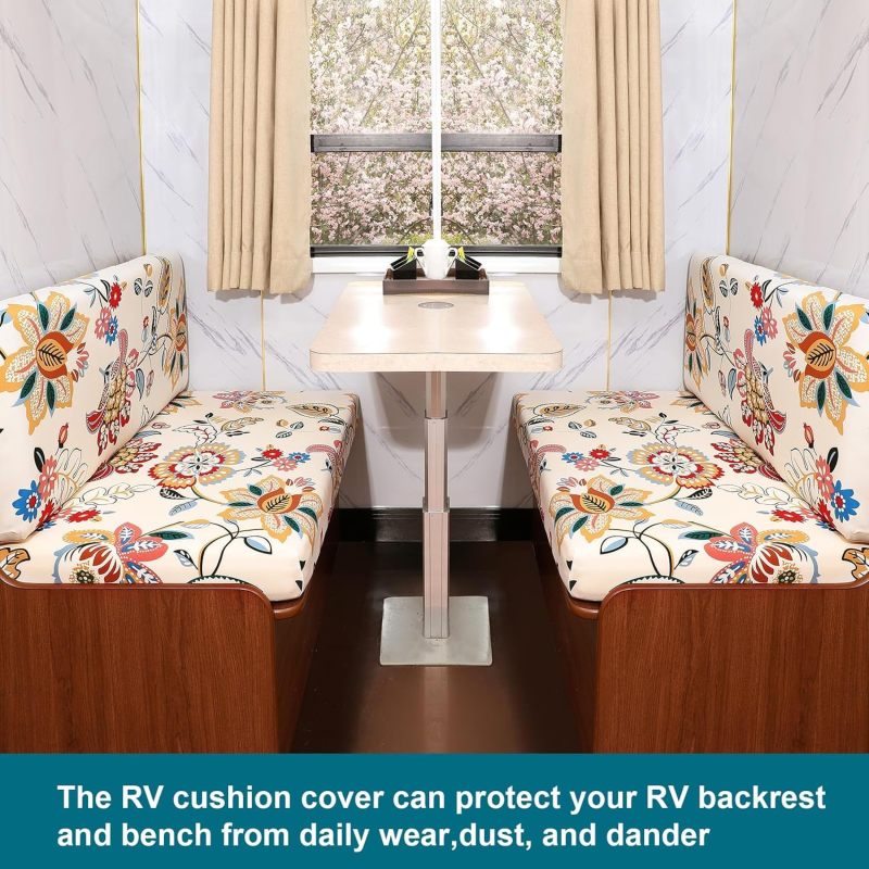 改RV Dinette Cushion Covers， Stretch Jacquard Sofa Seat Slipcovers，Camper Cushions Cover Washable Couch Cushion Slipcovers