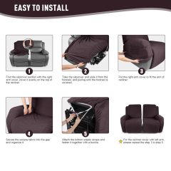Recliner Covers, Stretch Reclining Chair Covers, Recliner Sofa Slipcovers Stripe Jacquard Recliner Couch Covers Furniture Protector Covers for Pet Kid