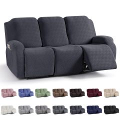Recliner Covers, Stretch Reclining Chair Covers, Recliner Sofa Slipcovers Stripe Jacquard Recliner Couch Covers Furniture Protector Covers for Pet Kid