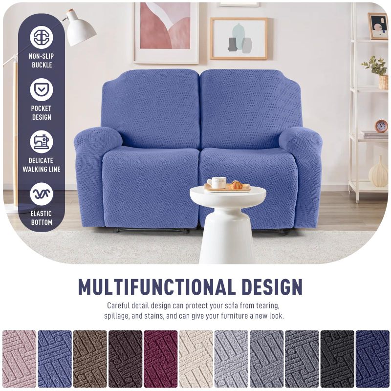 Recliner Covers, Stretch Reclining Chair Covers, Recliner Sofa Slipcovers Stripe Jacquard Recliner Couch Covers Furniture Protector Covers for Pet Kid