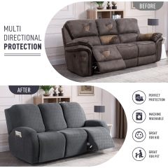 Recliner Covers, Stretch Reclining Chair Covers, Recliner Sofa Slipcovers Stripe Jacquard Recliner Couch Covers Furniture Protector Covers for Pet Kid