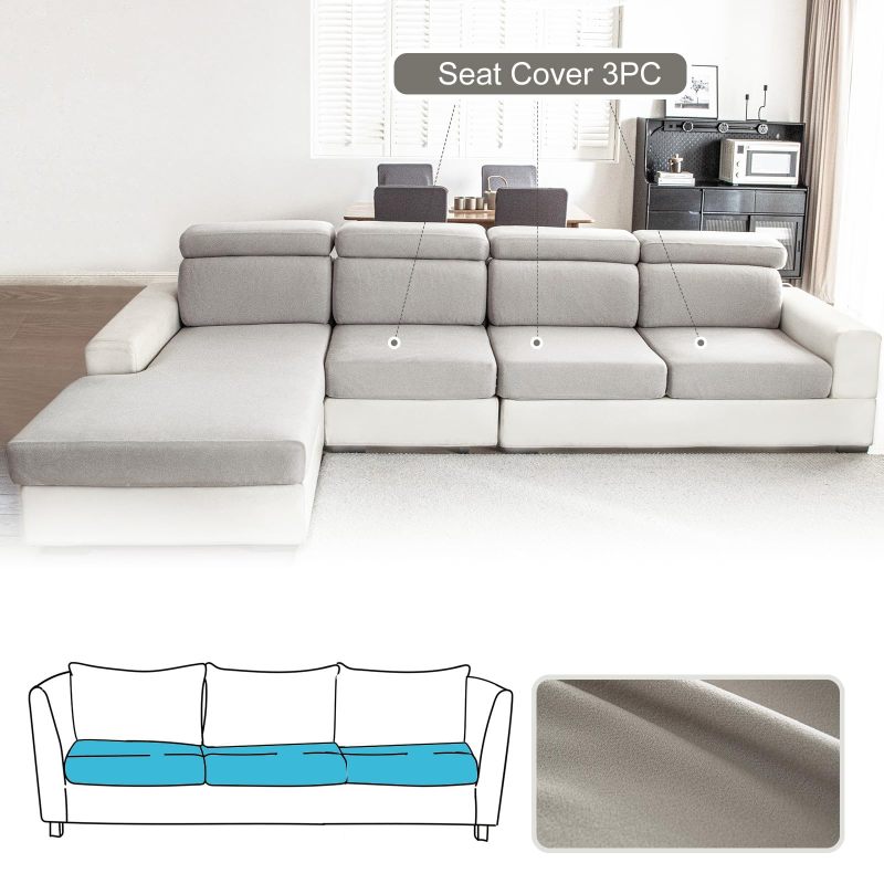 Couch Cushion Covers Individual Thicker and Softer Dralon Fabric Sofa Cushion Covers, Large Super Stretch Couch Seat Covers Couch Slipcovers for Sectional Sofa