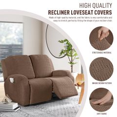 改KinCam Recliner Covers, Stretch Reclining Chair Covers, Recliner Sofa Slipcovers Stripe Jacquard Recliner Couch Covers Furniture Protector Covers for Pet Kid (1 Seater, Dark Gray)