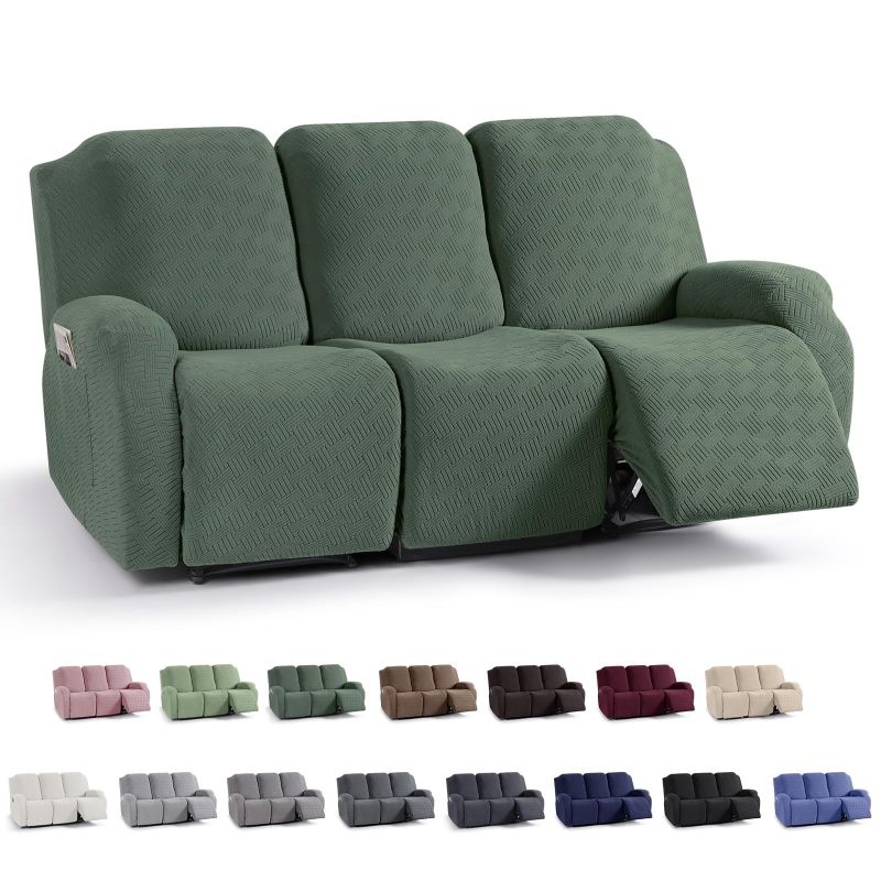 Recliner Covers, Stretch Reclining Chair Covers, Recliner Sofa Slipcovers Stripe Jacquard Recliner Couch Covers Furniture Protector Covers for Pet Kid