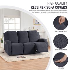 Recliner Covers, Stretch Reclining Chair Covers, Recliner Sofa Slipcovers Stripe Jacquard Recliner Couch Covers Furniture Protector Covers for Pet Kid