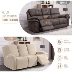 Recliner Covers, Stretch Reclining Chair Covers, Recliner Sofa Slipcovers Stripe Jacquard Recliner Couch Covers Furniture Protector Covers for Pet Kid