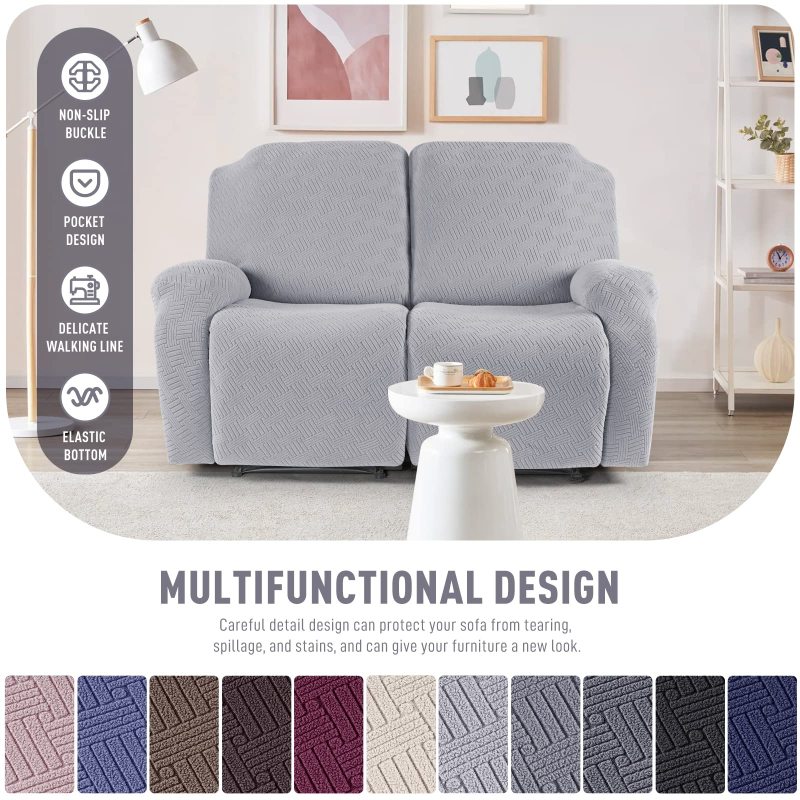 Recliner Covers, Stretch Reclining Chair Covers, Recliner Sofa Slipcovers Stripe Jacquard Recliner Couch Covers Furniture Protector Covers for Pet Kid