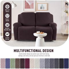 Recliner Covers, Stretch Reclining Chair Covers, Recliner Sofa Slipcovers Stripe Jacquard Recliner Couch Covers Furniture Protector Covers for Pet Kid