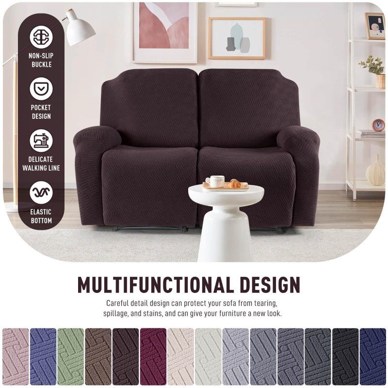 Recliner Covers, Stretch Reclining Chair Covers, Recliner Sofa Slipcovers Stripe Jacquard Recliner Couch Covers Furniture Protector Covers for Pet Kid