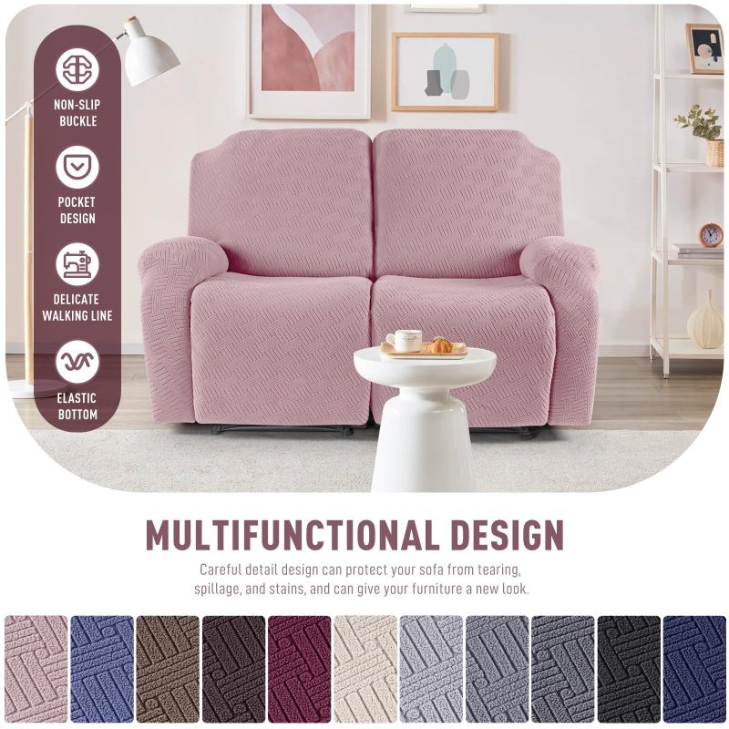 Recliner Covers, Stretch Reclining Chair Covers, Recliner Sofa Slipcovers Stripe Jacquard Recliner Couch Covers Furniture Protector Covers for Pet Kid