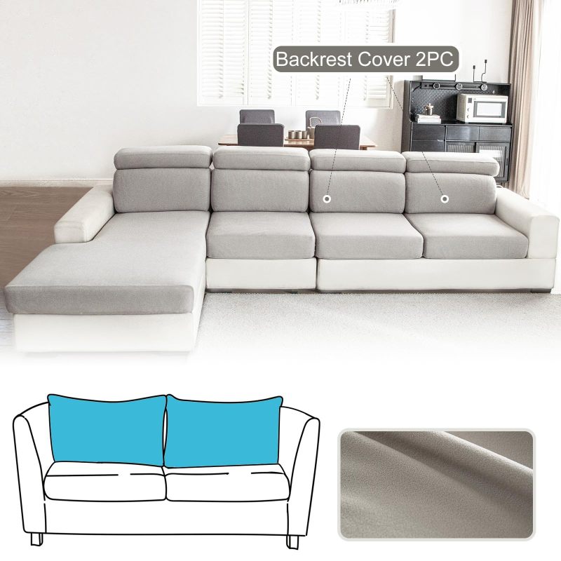 改Couch Cushion Covers Individual Thicker and Softer Dralon Fabric Sofa Cushion Covers, Large Super Stretch Couch Seat Covers Couch Slipcovers for Sectional Sofa (3PC, Grey)
