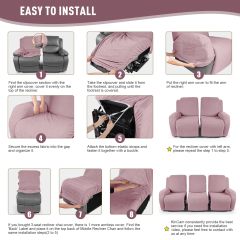 Recliner Covers, Stretch Reclining Chair Covers, Recliner Sofa Slipcovers Stripe Jacquard Recliner Couch Covers Furniture Protector Covers for Pet Kid