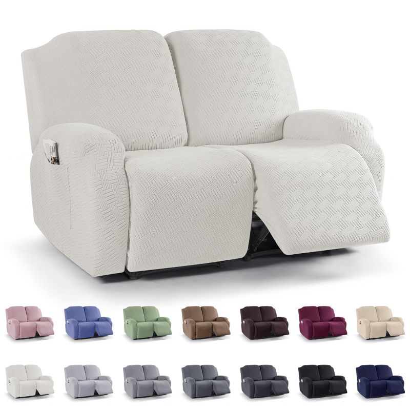 Recliner Covers, Stretch Reclining Chair Covers, Recliner Sofa Slipcovers Stripe Jacquard Recliner Couch Covers Furniture Protector Covers for Pet Kid
