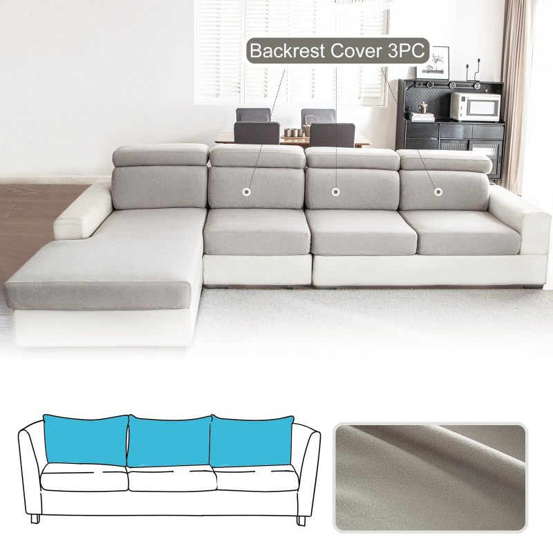 Couch Cushion Covers Individual Thicker and Softer Dralon Fabric Sofa Cushion Covers, Large Super Stretch Couch Seat Covers Couch Slipcovers for Sectional Sofa