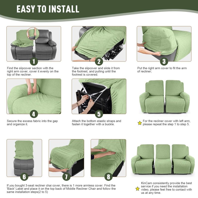 Recliner Covers, Stretch Reclining Chair Covers, Recliner Sofa Slipcovers Stripe Jacquard Recliner Couch Covers Furniture Protector Covers for Pet Kid