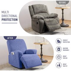Recliner Covers, Stretch Reclining Chair Covers, Recliner Sofa Slipcovers Stripe Jacquard Recliner Couch Covers Furniture Protector Covers for Pet Kid
