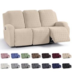 Recliner Covers, Stretch Reclining Chair Covers, Recliner Sofa Slipcovers Stripe Jacquard Recliner Couch Covers Furniture Protector Covers for Pet Kid