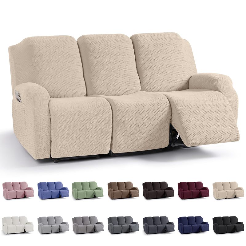Recliner Covers, Stretch Reclining Chair Covers, Recliner Sofa Slipcovers Stripe Jacquard Recliner Couch Covers Furniture Protector Covers for Pet Kid