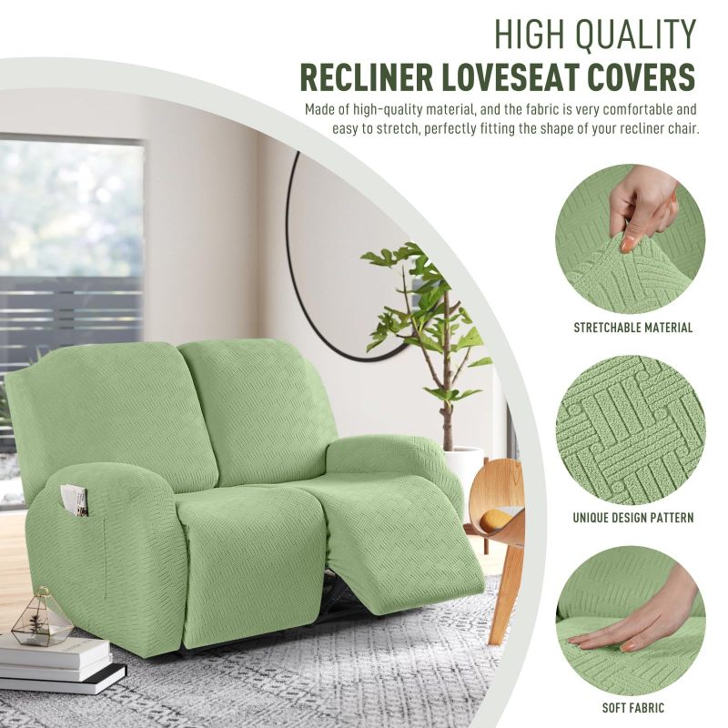 Recliner Covers, Stretch Reclining Chair Covers, Recliner Sofa Slipcovers Stripe Jacquard Recliner Couch Covers Furniture Protector Covers for Pet Kid