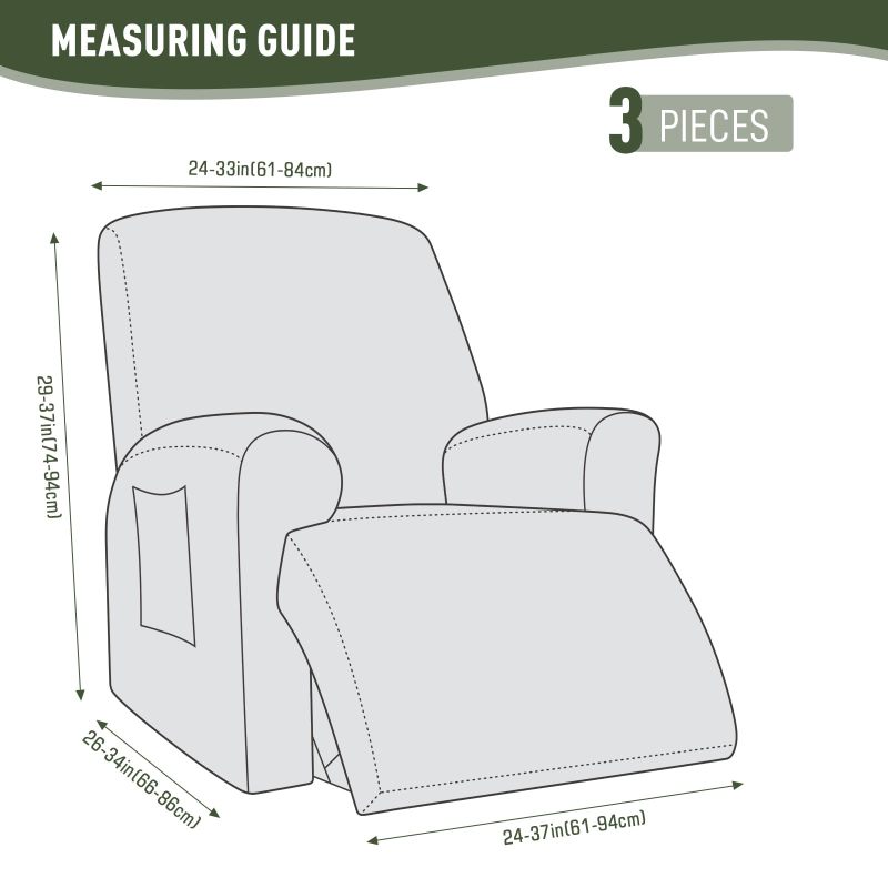Recliner Covers, Stretch Reclining Chair Covers, Recliner Sofa Slipcovers Stripe Jacquard Recliner Couch Covers Furniture Protector Covers for Pet Kid