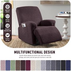 Recliner Covers, Stretch Reclining Chair Covers, Recliner Sofa Slipcovers Stripe Jacquard Recliner Couch Covers Furniture Protector Covers for Pet Kid