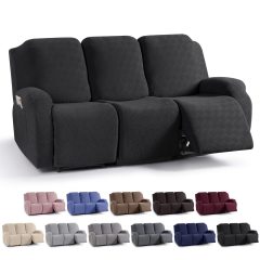 Recliner Covers, Stretch Reclining Chair Covers, Recliner Sofa Slipcovers Stripe Jacquard Recliner Couch Covers Furniture Protector Covers for Pet Kid
