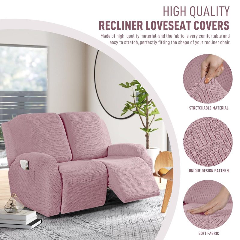Recliner Covers, Stretch Reclining Chair Covers, Recliner Sofa Slipcovers Stripe Jacquard Recliner Couch Covers Furniture Protector Covers for Pet Kid