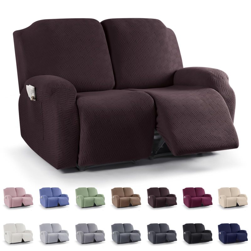 Recliner Covers, Stretch Reclining Chair Covers, Recliner Sofa Slipcovers Stripe Jacquard Recliner Couch Covers Furniture Protector Covers for Pet Kid