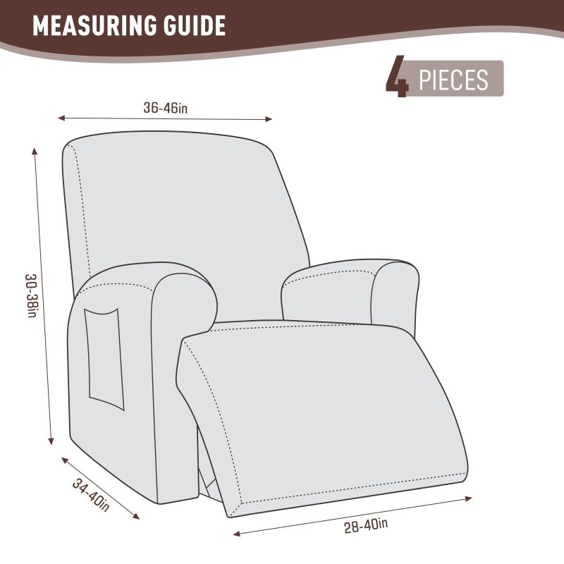Recliner Covers, Stretch Reclining Chair Covers, Recliner Sofa Slipcovers Stripe Jacquard Recliner Couch Covers Furniture Protector Covers for Pet Kid