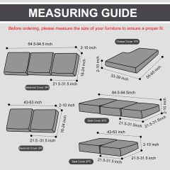 改Couch Cushion Covers Individual Thicker and Softer Dralon Fabric Sofa Cushion Covers, Large Super Stretch Couch Seat Covers Couch Slipcovers for Sectional Sofa (3PC, Grey)