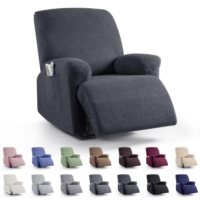 Recliner Covers, Stretch Reclining Chair Covers, Recliner Sofa Slipcovers Stripe Jacquard Recliner Couch Covers Furniture Protector Covers for Pet Kid
