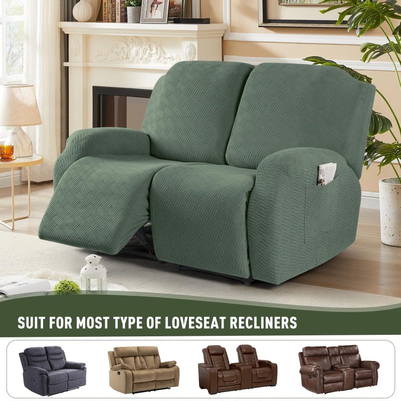 Recliner Covers, Stretch Reclining Chair Covers, Recliner Sofa Slipcovers Stripe Jacquard Recliner Couch Covers Furniture Protector Covers for Pet Kid