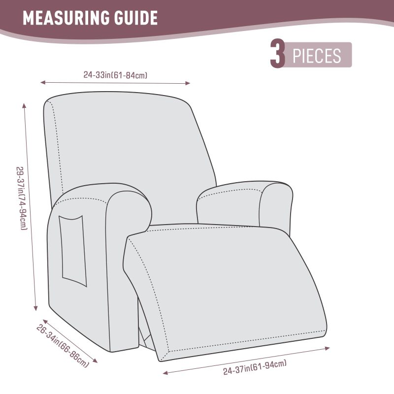 Recliner Covers, Stretch Reclining Chair Covers, Recliner Sofa Slipcovers Stripe Jacquard Recliner Couch Covers Furniture Protector Covers for Pet Kid