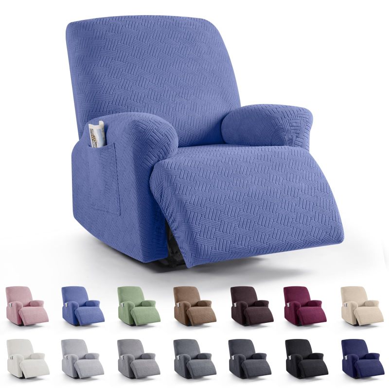Recliner Covers, Stretch Reclining Chair Covers, Recliner Sofa Slipcovers Stripe Jacquard Recliner Couch Covers Furniture Protector Covers for Pet Kid