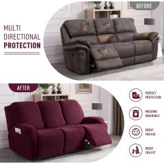 Recliner Covers, Stretch Reclining Chair Covers, Recliner Sofa Slipcovers Stripe Jacquard Recliner Couch Covers Furniture Protector Covers for Pet Kid