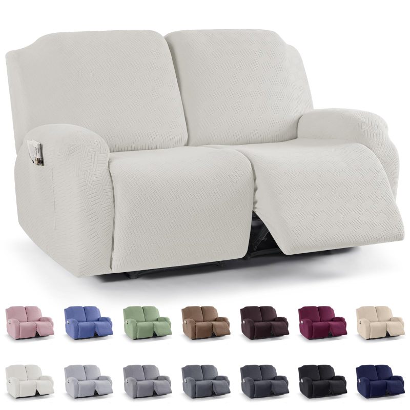 Recliner Covers, Stretch Reclining Chair Covers, Recliner Sofa Slipcovers Stripe Jacquard Recliner Couch Covers Furniture Protector Covers for Pet Kid