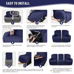 Recliner Covers, Stretch Reclining Chair Covers, Recliner Sofa Slipcovers Stripe Jacquard Recliner Couch Covers Furniture Protector Covers for Pet Kid
