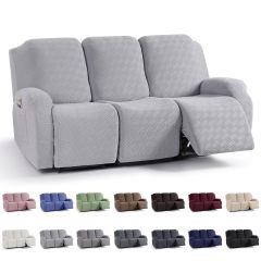 Recliner Covers, Stretch Reclining Chair Covers, Recliner Sofa Slipcovers Stripe Jacquard Recliner Couch Covers Furniture Protector Covers for Pet Kid